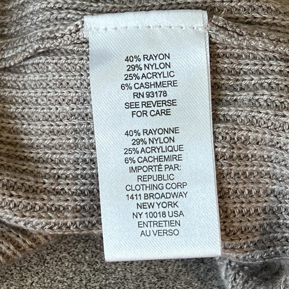 Open Front Ribbed Knit Long Cardigan Sweater Taupe XL - Picture 6 of 10